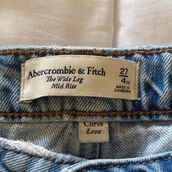 Abercrombie and Fitch The Wide Leg Mid Rise Curve Love Size 27 Extra Short - Picture 5 of 10